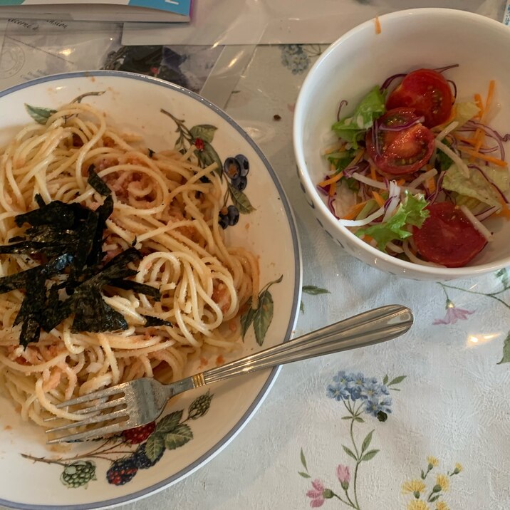 もう完成?!超簡単明太子パスタ!